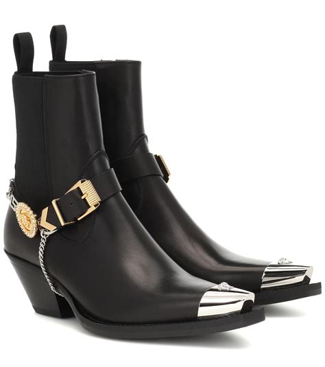 versace style cowboy boots|Versace thigh high boots.